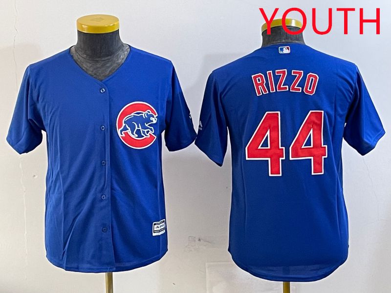 Youth Chicago Cubs 44 Rizzo Blue Game 2025 Nike MLB Jersey style 1